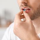 Man having blue medicine