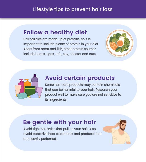 Graphic showing lifestyle tips to improve your hair growth and prevent hair loss